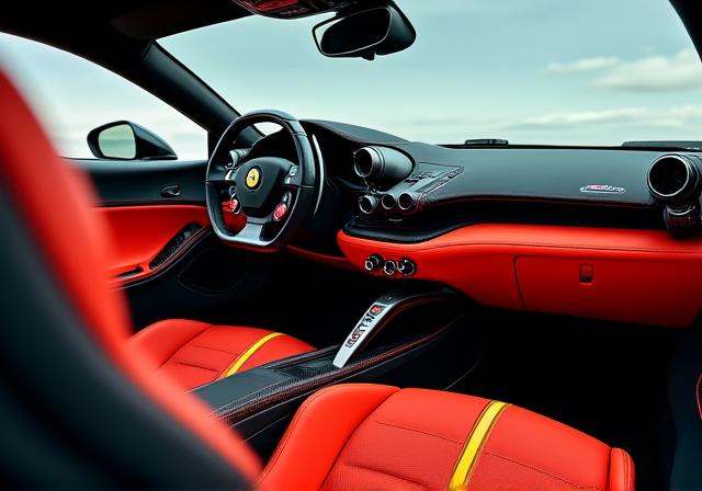 Ferrari F8 Tributo Interieur mit zweifarbigen Akzenten