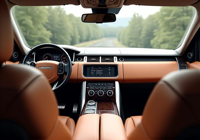 Range Rover Vogue Innenraum mit Edelholz und perforiertem Leder